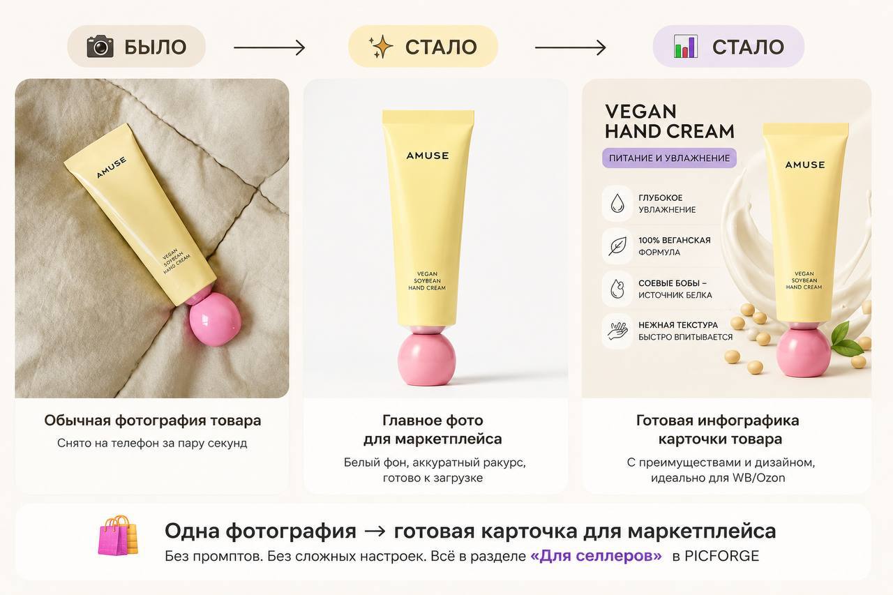 🛍️ Напоминаем про раздел для селлеров в PICFORGE — генерация нейросети Picforge
