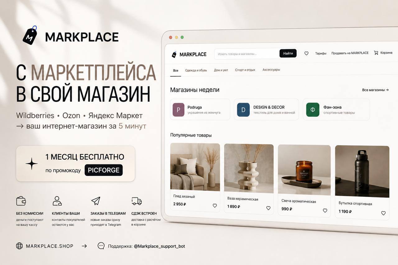 🛍 Маркетплейс - не единственное место, где можно продавать свои товары. — генерация нейросети Picforge