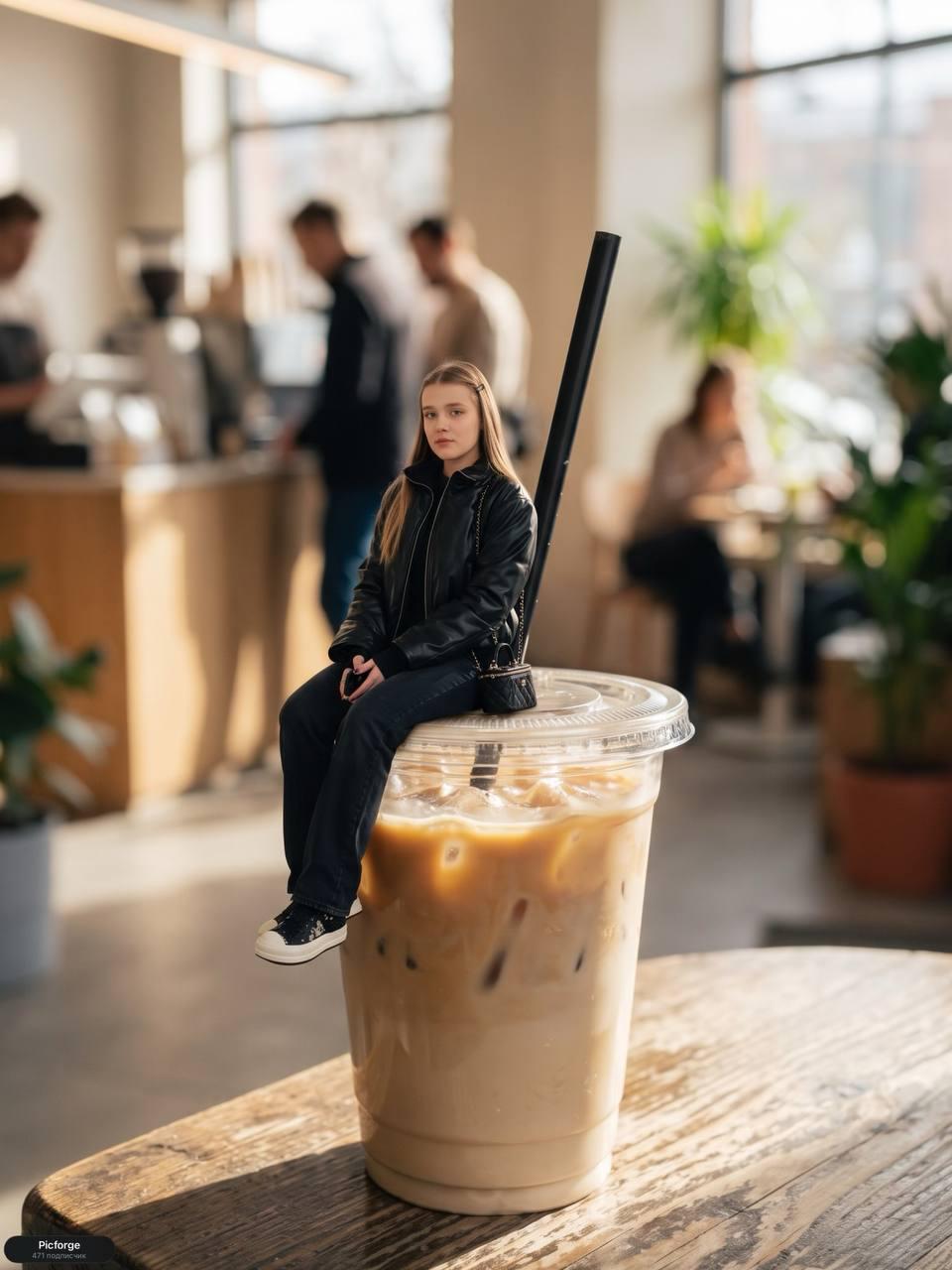 Кажется, кто-то заказал кофе размера XXL. ☕😂 — генерация нейросети Picforge